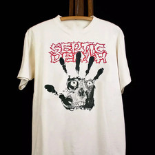 Vtg SEPTIC DEATH Band Collection Heavy Cotton White T Shirt For Men JJ222 picture