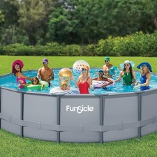 Funsicle Oasis 18ft Round Above Ground Frame Pool Set w/Filter Pump & Ladder NIB picture
