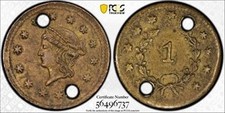 Unknown ND(1864) 1$ California Fractional Gold / Period Three ? picture
