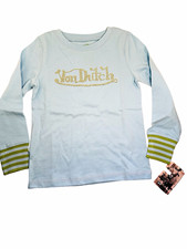 Von Dutch Girls Size 4 Blue Green Long Sleeve Crew Neck Basic T-Shirt picture