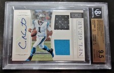 2011 NATIONAL TREASURES AUTOGRAPH DUAL JERSEY CAM NEWTON /25 BGS GEM MT RARE picture