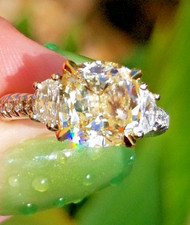 GIA CERT Stunning Antique Cut Natural Cushion Diamond Platinum/18k ring picture