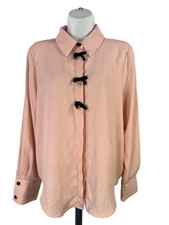 Zara Women's Pink Bow Front Long Sleeve Button Up Blouse - M picture