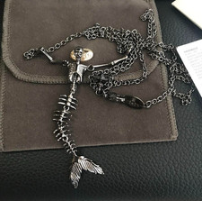 Vivienne Westwood Ariel Skeleton Mermaid Skull Necklace Black with drawstring picture