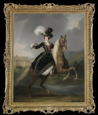 Handmade Old Master-Art Antique Oil Painting noblewoman girl horse on canvas 30