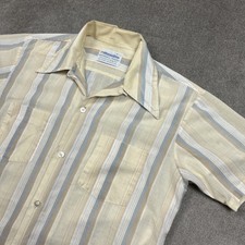 Vintage 1960s Manhattan Loop Collar Shirt Medium Striped Rockabilly Dble Pocket picture