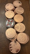 LOT OF 100 X 1 OZ MIXED .999  COPPER ROUNDS BULLION picture