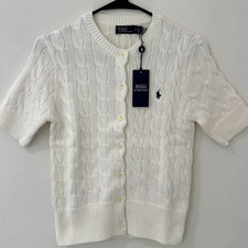 Polo Ralph Lauren Women’s Cable Knit Short Sleeve Cardigan White S picture