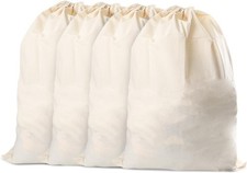 4Pcs Natural Cotton Drawstring Laundry Bags Reusable Washable Travel Dirty picture