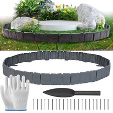 20/100PCS Garden Plastic Border Edging Fence Non-Digging Panel Stone Lawn Decor picture