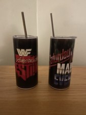 Custom WWF Saturday Night’s Main Event All American Wrestling Metal Cups WWE picture