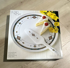 Studio Nova Adirondack Stoneware Large Round Cake Plate w/ Server Set Y2201/306 picture
