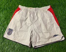 ENGLAND TEAM 2004/2006 VINTAGE FOOTBALL SOCCER SHORTS AWAY UMBRO ORIGINAL SIZE L picture
