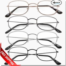 READING GLASSES 4 Pair Metal Frame UNISEX CLASSIC STYLE LENS READERS ALL POWERS picture