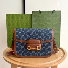 GG Classic 1955 Denim Horsebit Bag Large Capacity Interior picture