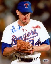 Nolan Ryan Signed 8x10 Photo Texas Rangers Bloody Lip PSA/DNA picture