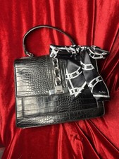ALDO Anniebrook handbag With Strap Black  Satchel Cross Body Scarf Faux Leather picture