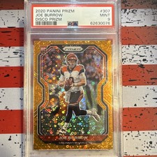 Panini Prizm 2020 Joe Burrow RC Orange Disco Prizm #307 PSA 9 Bengals picture
