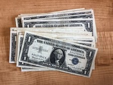 1935 or 1957 One Dollar Blue Seal Note Silver Certificate Old US Bill $1 Money picture