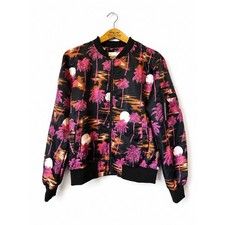 WeSC Bomber Jacket Tropical Island Sunset Unisex Size L Streetwear Retro Bold picture