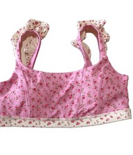 Blogilates Women's Bow Back Corset Bra Pink Floral NEW Size Large picture