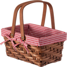 Wickerwise Small Rectangular Woodchip Picnic Baskets with Double Folding Handles picture