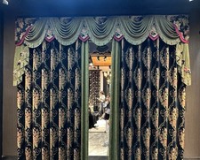 green embroidery chenille European  window cloth valance curtain tulle M1931 picture