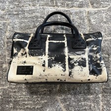 L.A.M.B. Black White Geometric Handbag Logo Plate Inner Pockets Gwen Stefani picture