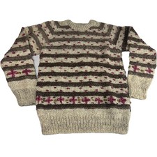 Vintage Chunky Wool Knit Pullover Sweater Handmade Cottagecore Womens S READ picture