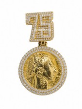 Men's 3 Ct Genuine White Moissanite Custom Liberty Charm Pendant 925 Silver picture