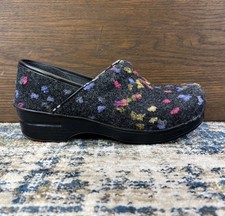 Dansko Felt Pro Black Nursing Clogs Shoes Womens Sz 40, 9-9.5 Floral Polka Dot picture