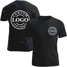 Custom Business Logo T-Shirt Front Back Upload Photo Text Logo 100% Cotton picture