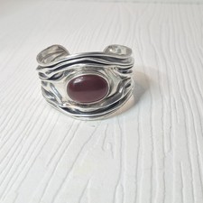 Rare Vintage Ocampo Taxco Sterling Silver Carnelian Cuff Heavy 54g Fast Ship picture