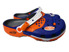 Crocs x Hasbro Nerf Classic Clogs Sandals Blue Orange Mens Sz 10 picture