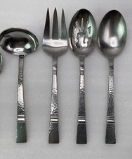 Set of 4 Gorham Baluster Stainless  Serving Set Spoons Fork Ladle Hammered 18/8 picture
