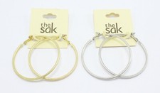 New Pair of High Quality Textured Gold & Silver Hoop Earrings by The Sak #E1331 picture