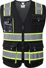 Reflective High Visibility Work Vest Mesh Construction Apparel Utility Pockets picture