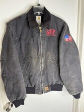 Vintage Carhartt J14 BLK Work Jacket Embroidered QEP Energy Oil Rig Mens Size M picture