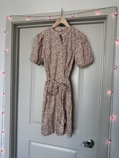 Boden Knee Length Floral Beige White Dress Size S picture