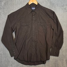 Wrangler Mens Western Pearl Snap Long Sleeve Shirt Black 71105BK L Large picture