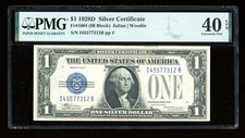 DBR Scarce 1928-D $1 Silver Fr. 1604 IB Block PMG XF-40 EPQ Serial I45577312B picture
