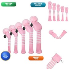 Scott Edward Knit Golf Club Cover Pom Set 5 Head Covers Protect Driver picture
