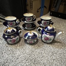 Vintage Soviet Era Porcelain Floral Tea Set picture