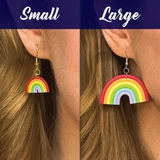 Handmade Rainbow Flag LGBTQ+ Pride Dangle Earrings | Polymer Clay Jewelry picture