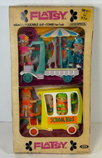Vintage 1973 Flatsy Poseable Doll SS1 Ideal Toy Corp School Bus Carousel NIB NOS picture
