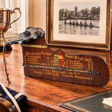 Neat Antique Wood Rowing Rudder Painted Cambridge University Sports Trophy picture