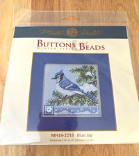 Mill Hill MH14-2233 Blue Jay Winter Cross Stitch Kit w/ Frame, Beads, Buttons picture
