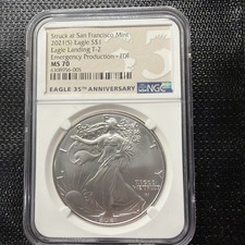 2021(S) T2 (Emergency Production) American Silver Eagle - NGC MS70 FDI picture