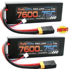 Powerhobby 2s 7.4v 7600mah 75c Lipo Battery w XT60 Plug + Adapter (2) picture