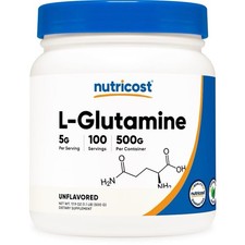 Nutricost L-Glutamine Powder (500 Grams) Unflavored, 100 Servings, EXP 10/2027 picture